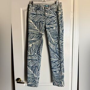 J McLaughlin Jaycie Willow Lake Cotton Stretch Straight Fit Jeans Palm Print, 8